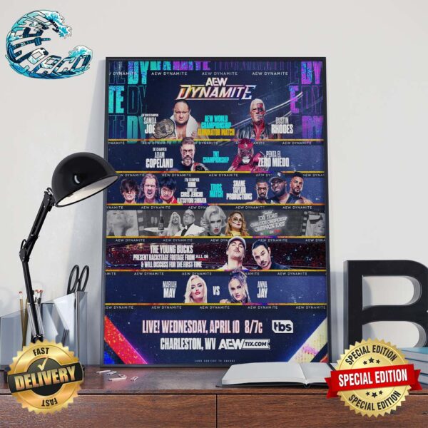 AEW Dynamite All Matchup Card Start Wednesday April 10 In Charleston WV Home Decor Poster Canvas