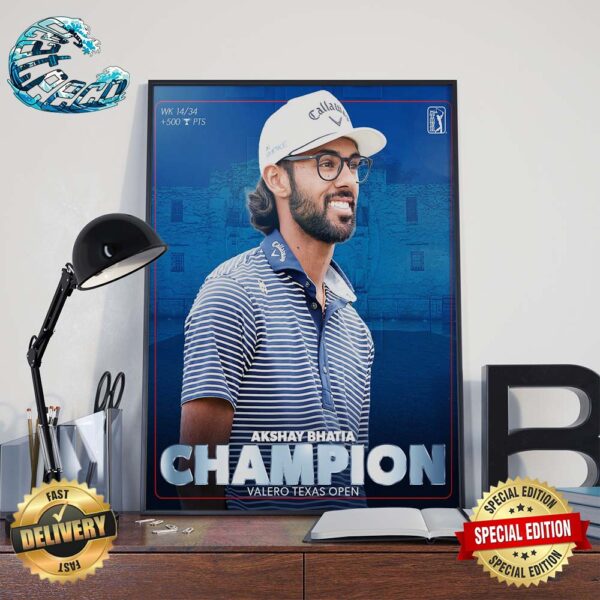 Akshay Bhatia Wins Valero Texas Open Champion Home Decor Poster Canvas