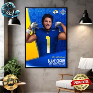 Blake Corum Picked By Los Angeles Rams At NFL Draft Detroit 2024 Home Decor Poster Canvas