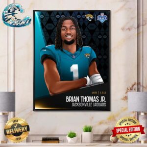Brian Thomas Jr Picked By Jacksonville Jaguars At NFL Draft Detroit 2024 Home Decor Poster Canvas