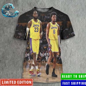 Bronny James And LeBron James In Los Angeles Lakers Father And Son Duo NBA Draft 2024 All Over Print Shirt