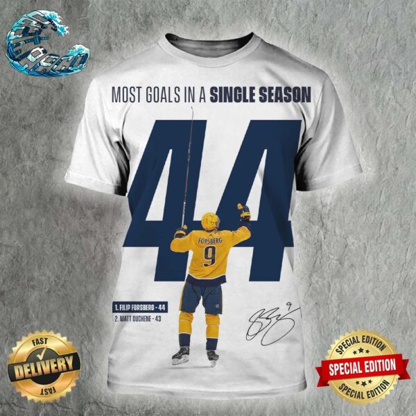 Congrats Filip Forsberg From Nashville Predators NHL 44 Goals Most Goals In A Single Season All Over Print Shirt