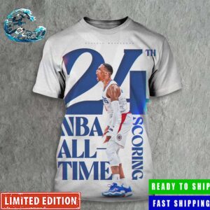 Congrats Russell Westbrook With His 25193rd Career Point Surpassed Jerry West For Sole Possession Of 24th NBA All-Time All Over Print Shirt