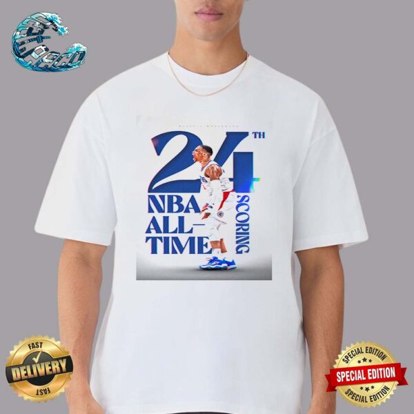 Congrats Russell Westbrook With His 25193rd Career Point Surpassed Jerry West For Sole Possession Of 24th NBA All-Time T-Shirt