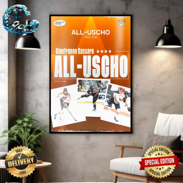 Congrats To Gianfranco Cassaro Atlantic Hockey On Being Named To The All-USCHO Third Team Home Decor Poster Canvas