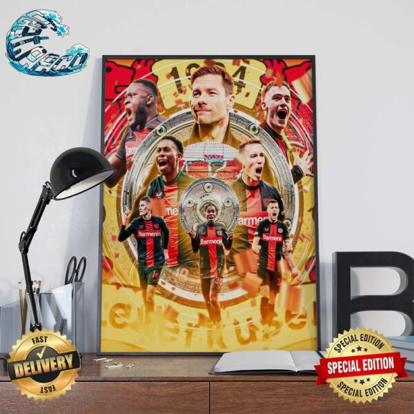 Congratulations Bayer Leverkusen Are Bundesliga Champions 2024 Poster Canvas