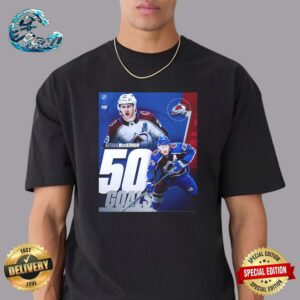 Congratulations Nathan MacKinnon Colorado Avalanche Is A 50-Goal Scorer For The First Time In His Career Unisex T-Shirt