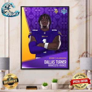Dallas Turner Picked By Minnesota Vikings At NFL Draft Detroit 2024 Wall Decor Poster Canvas