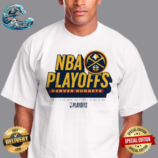 Denver Nuggets Fanatics Branded 2024 NBA Playoffs Defensive Stance Big Logo Unisex T-Shirt
