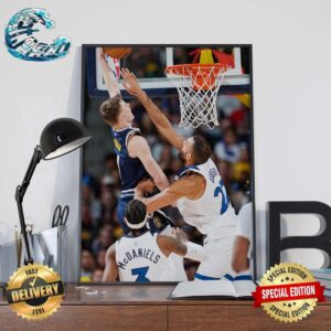 Denver Nuggets Vs Minnesota Timberwolves Christian Braun Posterize Dunk On Rudy Gobert Face Matchup NBA Regular Season Poster Canvas