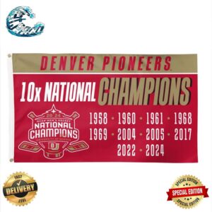 Denver Pioneers National Champions 2024 DI Men’s Ice Hockey For The 10X Time In Program History Two Sides Garden House Flag
