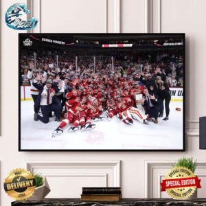 Denver Pioneers Team Photo National Champions Division I Men’s Ice Hockey Tournament NCAA 2024 Frozen Four Wall Decor Poster Canvas