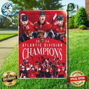 Florida Panthers Are The 2023-24 Atlantic Division Champions Two Sides Garden House Flag