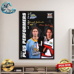 Grant Gabriele Of The Toledo Walleye And Max Andreev Of The Kansas City Mavericks Are The 2023-24 Plus Performers Of The Year Poster Canvas
