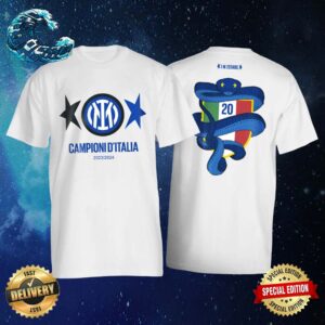 Inter Win The 20th Scudetto In Their History By Champions 2023-24 Title Campioni D’Italia IM 2Stars Two Sides Print Classic T-Shirt
