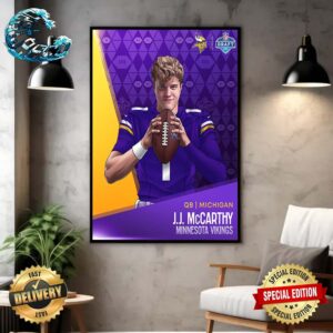 J J McCarthy Picked By Minnesota Vikings At NFL Draft Detroit 2024 Home Decor Poster Canvas
