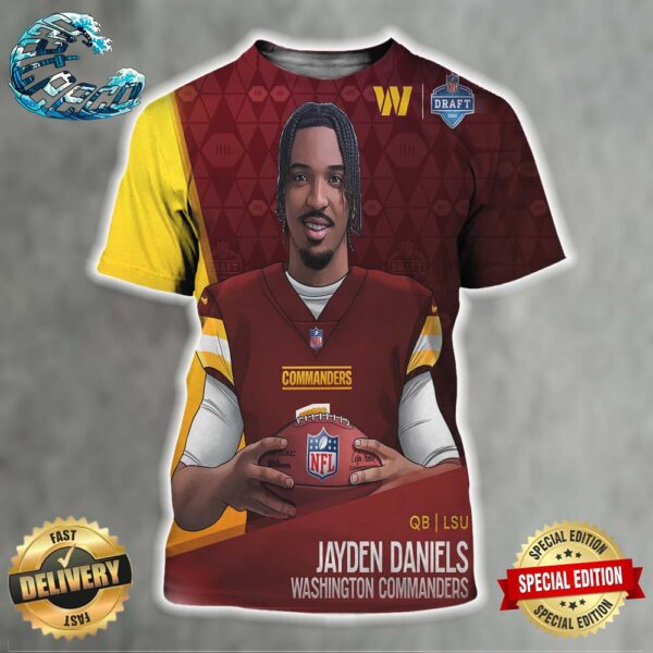 Jayden Daniels Picked By Washington Commanders At NFL Draft Detroit 2024 All Over Print Shirt