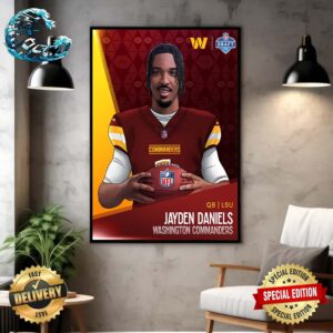 Jayden Daniels Picked By Washington Commanders At NFL Draft Detroit 2024 Home Decor Poster Canvas