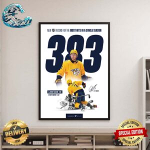 Jeremy Lauzon Nashville Predators Just Broke The NHL Record For The Most Hits In A Single Season 383 Poster Canvas