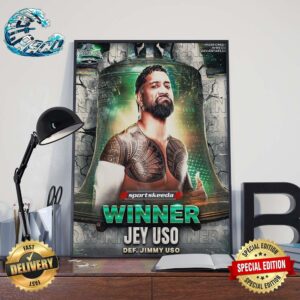 Jey Uso Winner When Defeats Jimmy Uso At WWE WrestleMania XL Poster Canvas