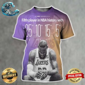 LeBron James Fifth Player In NBA History With 25 PTS 10 REB 15 AST 5 STL All Over Print Shirt