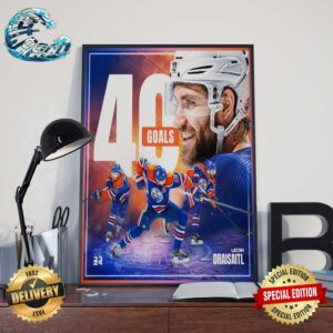 Leon Draisaitl Has Hit The 40 Goal Mark For The Fifth Time In His Career Home Decor Poster Canvas