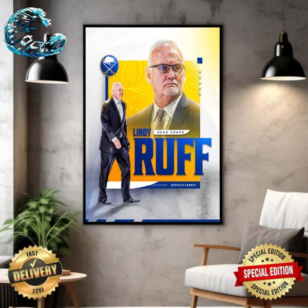 Lindy Ruff Head Coach Buffalo Sabres Home Decor Poster Canvas