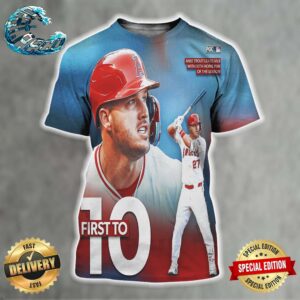 Los Angeles Angels Mike Trout Leads MLB With 10th Home Run Of The Season All Over Print Shirt