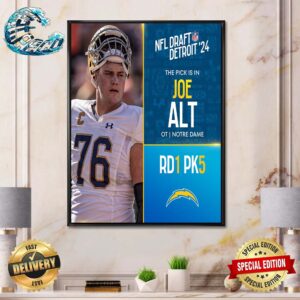 Los Angeles Chargers Select Joe Alt With The No5 Overall Pick In The 2024 NFL Draft Detroit Home Decor Poster Canvas