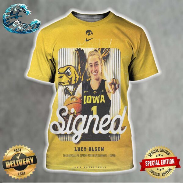 Lucy Olsen Signed Iowa Women’s Basketball All Over Print Shirt