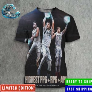 Luka Doncic Has The Highest PPG RPG APG Career Numbers Since The NBA ABA Merger All Over Print Shirt