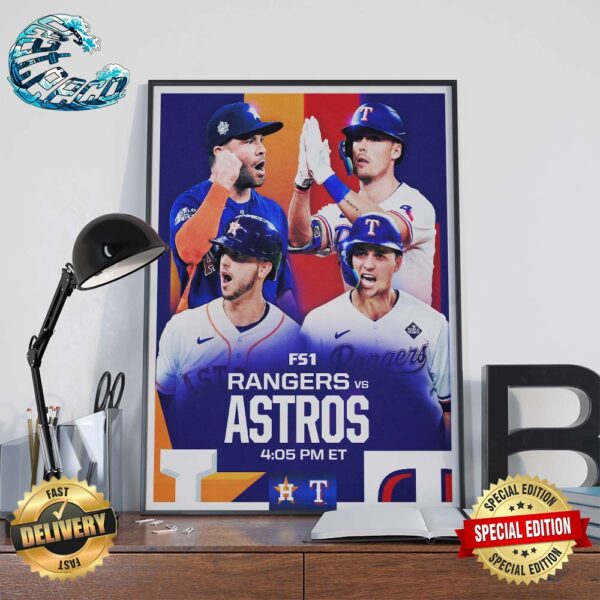MLB FS1 Houston Astros vs Texas Rangers Matchup Wall Decor Poster Canvas