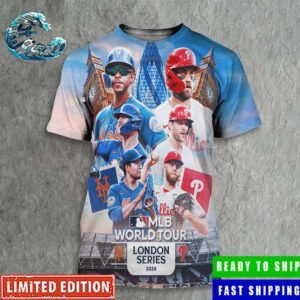MLB World Tour London Series 2024 Official New York Mets vs Philadelphia Phillies Poster All Over Print Shirt