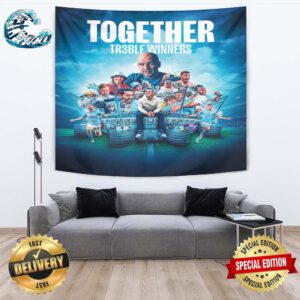 Manchester City Together Treble Winners Wall Decor Poster Tapestry