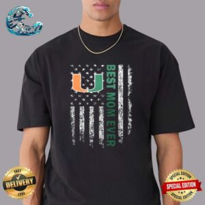 Miami Hurricanes Best Mom Ever American Flag Happy Mother’s Day Premium T-Shirt