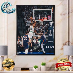 NBA Playoffs 2023-2024 Rudy Gobert Minnesota Wolves Dunk Over Kevin Durant In Wolves Versus Suns Match Poster Canvas