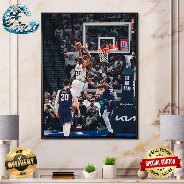 NBA Playoffs 2023-2024 Rudy Gobert Minnesota Wolves Dunk Over Kevin Durant In Wolves Versus Suns Match Poster Canvas