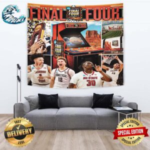 NCAA March Madness 2024 Men’s Final Four Phoenix Four Team Are All Set Wall Decor Poster Tapestry