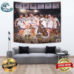 NCAA Men’s Basketball March Madness UConn Huskies Go Back-To-Back National Champions 2024 Poster Tapestry
