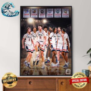 NCAA Men’s Basketball March Madness UConn Huskies Go Back-To-Back National Champions 2024 Wall Decor Poster Canvas