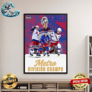 NHL Metro Division Champs Runs Through Madison Square Garden New York Rangers Home Decor Poster Canvas