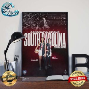 National Champions 2024 South Carolina Gamecocks NCAA March Madness Women’s Basketball Home Decor Poster Canvas