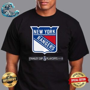 New York Rangers NHL 2024 Stanley Cup Playoffs Breakout Big Logo Unisex T-Shirt