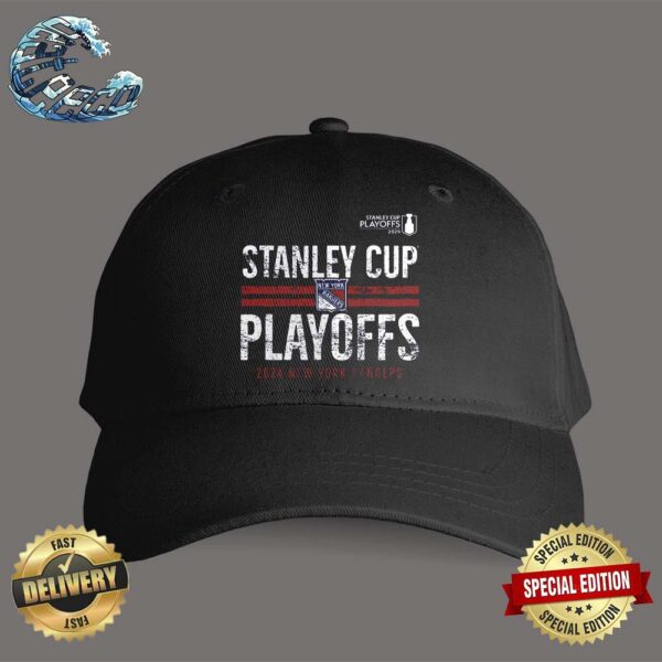 New York Rangers NHL 2024 Stanley Cup Playoffs Crossbar Black Cap Hat Snapback