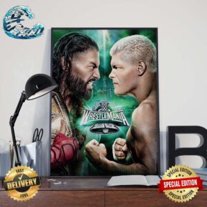 Poster For WWE WrestleMania XL Matchup Roman Reigns Vs Cody Rhodes Wall Decor Poster Canvas