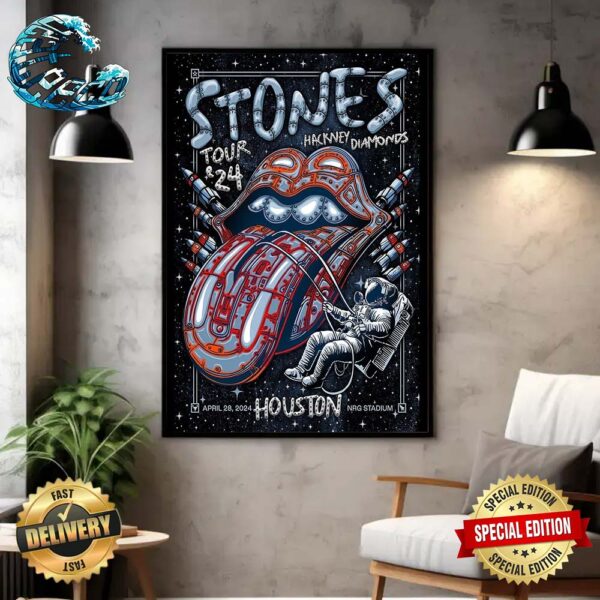 Rolling Stones Hackney Diamonds Tour 2024 Houston Poster On April 28 2024 At NRG Stadium Poster Canvas