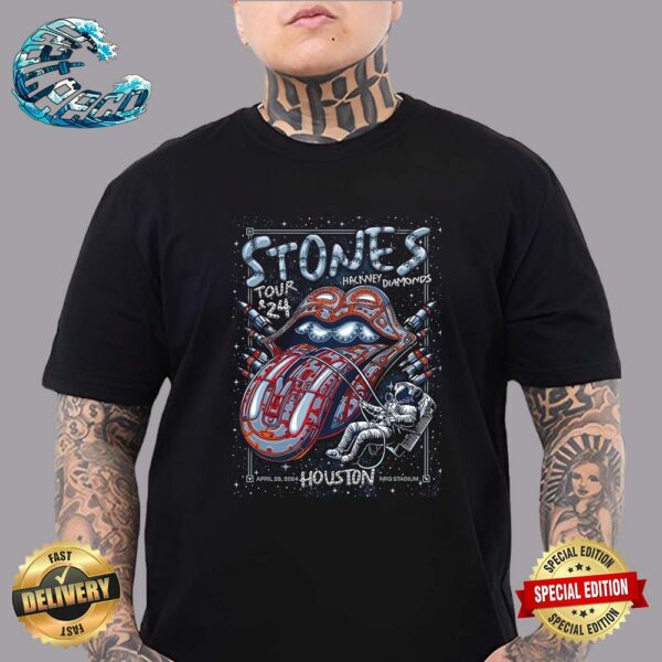 Rolling Stones Hackney Diamonds Tour 2024 Houston Poster On April 28 2024 At NRG Stadium Unisex T-Shirt