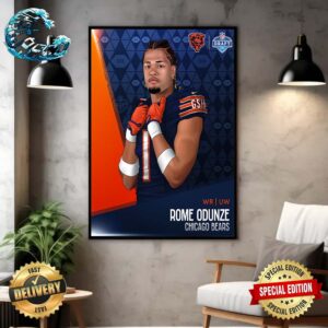 Rome Odunze Picked By Chicago Bears At NFL Draft Detroit 2024 Wall Decor Poster Canvas