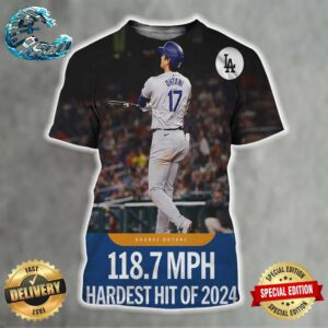 Shohei Ohtani Los Angeles Dodgers 118.7 MPH Hardest Hit Of 2024 All Over Print Shirt