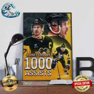Sidney Crosby To Record 1000 Career Assists Become Just The 14th Player In NHL History Wall Decor Poster Canvas